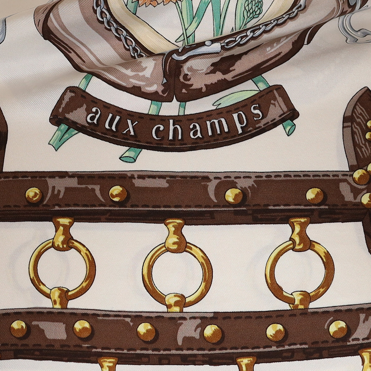 Hermès Aux Champs Vintage Silk Scarf