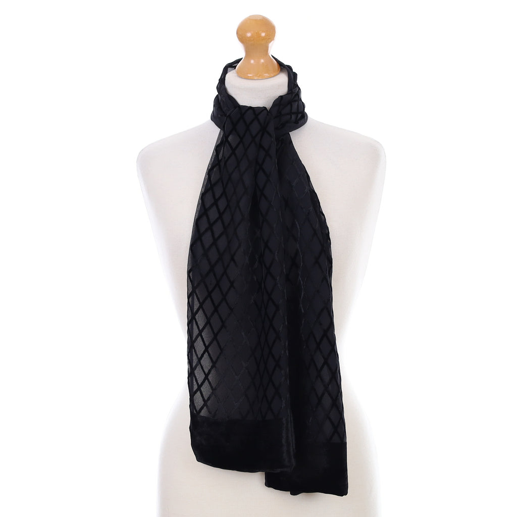 Black Lattice Silk Scarf