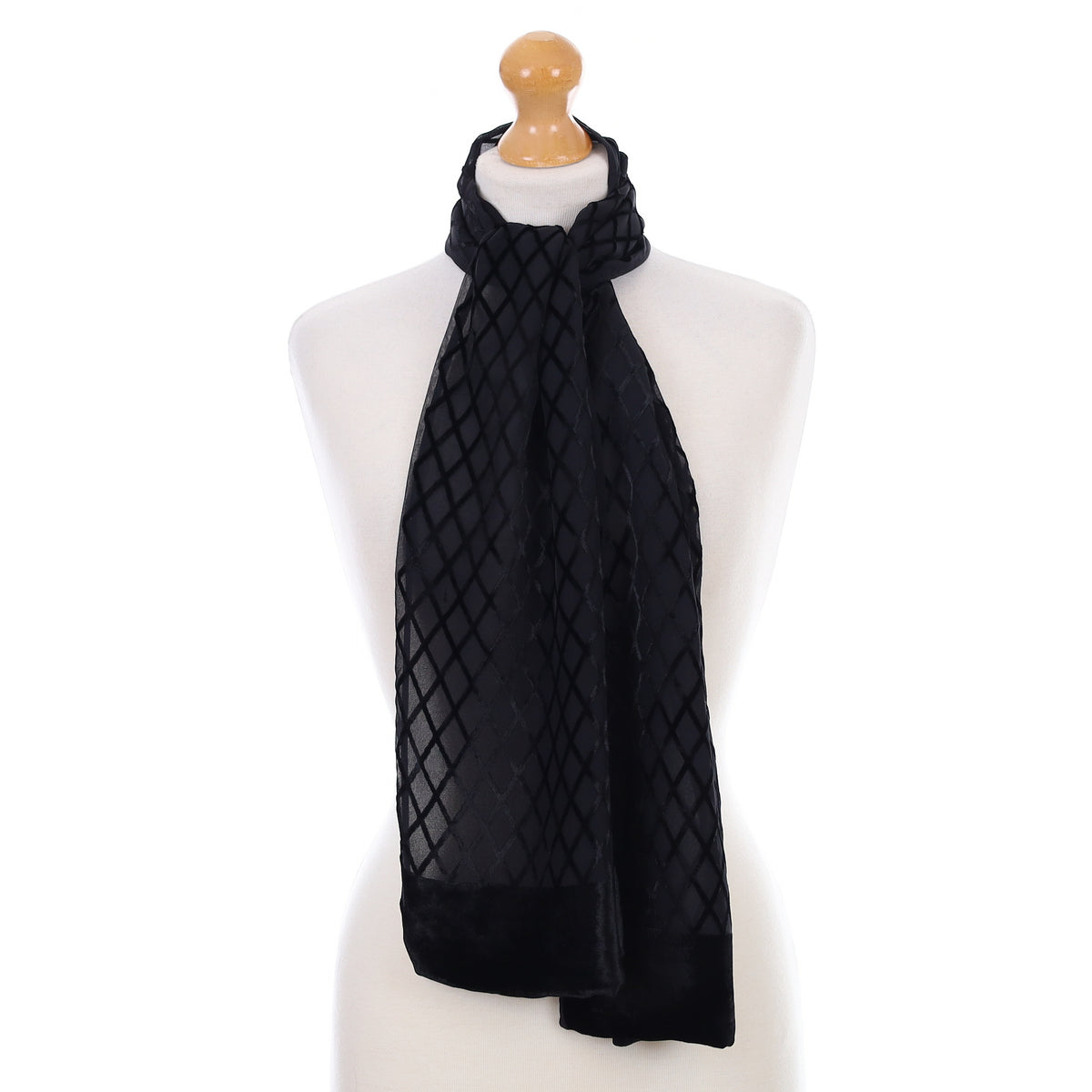 Black Lattice Silk Scarf