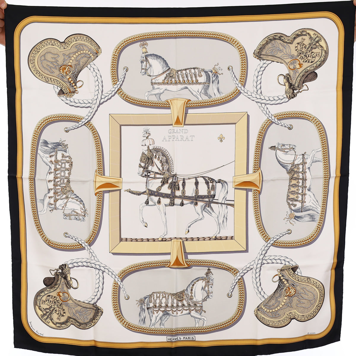 Brand New Boxed Hermès Grand Apparat Silk Scarf