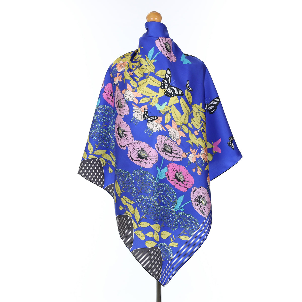 Brand New Boxed Blue Floral Anna Joe Silk Scarf