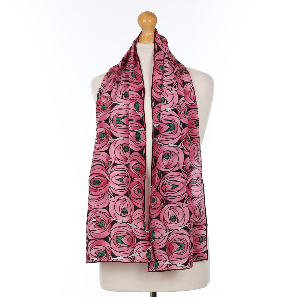 Brand New Boxed Pink Patterned Fox & Chave Silk Scarf