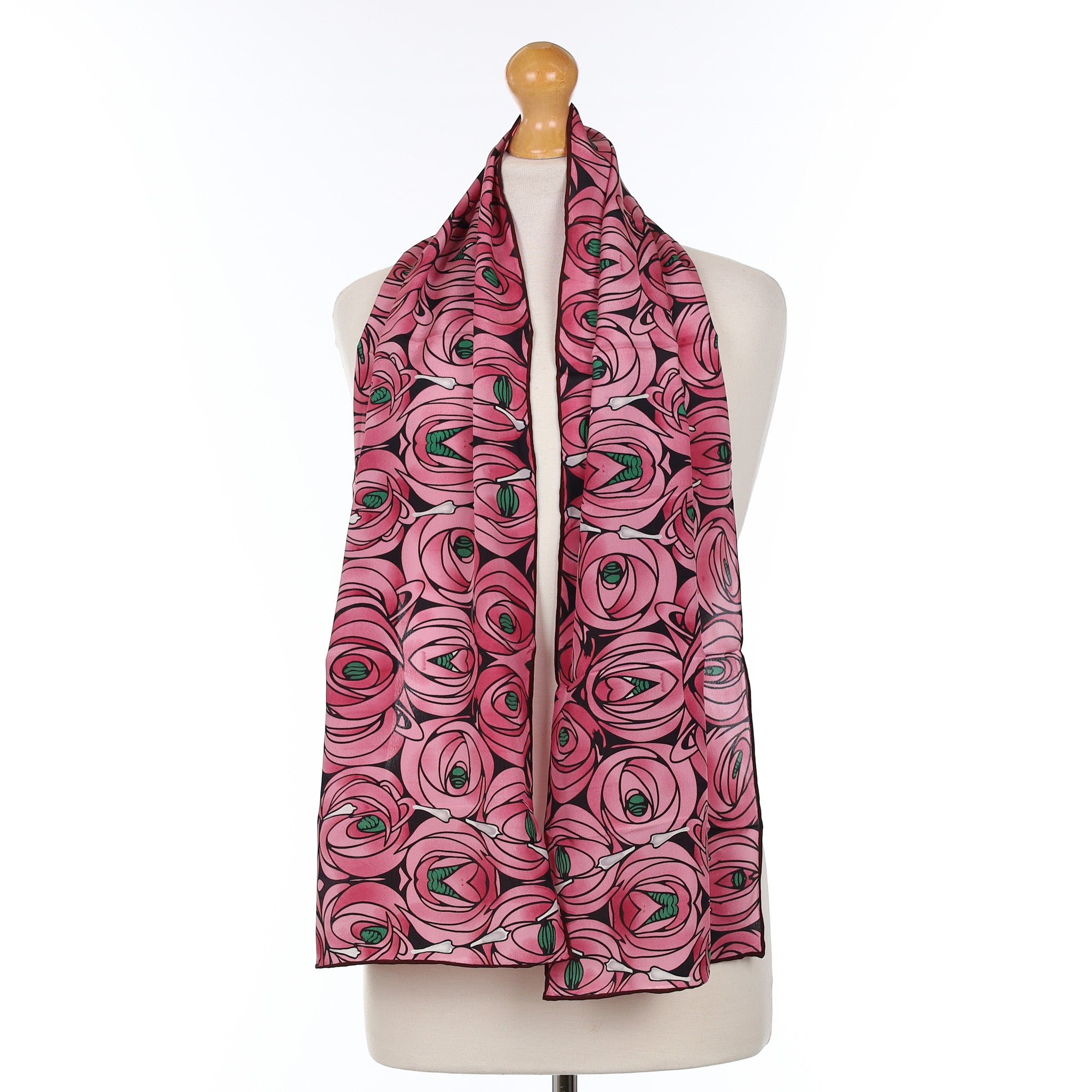 Brand New Boxed Pink Patterned Fox & Chave Silk Scarf