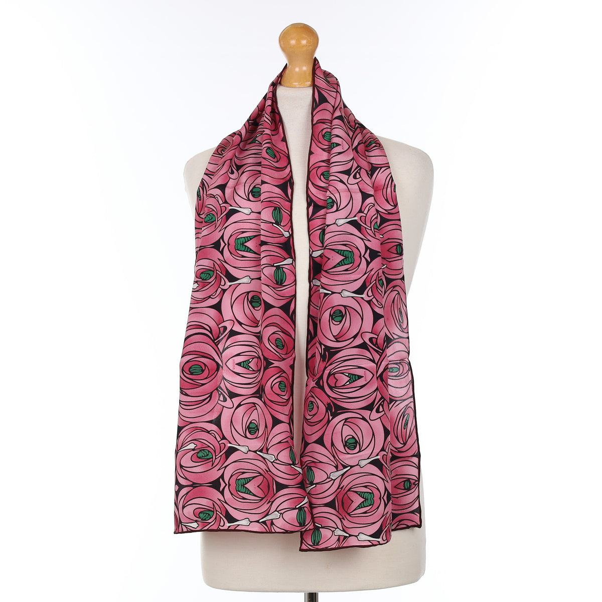 Brand New Boxed Pink Patterned Fox & Chave Silk Scarf