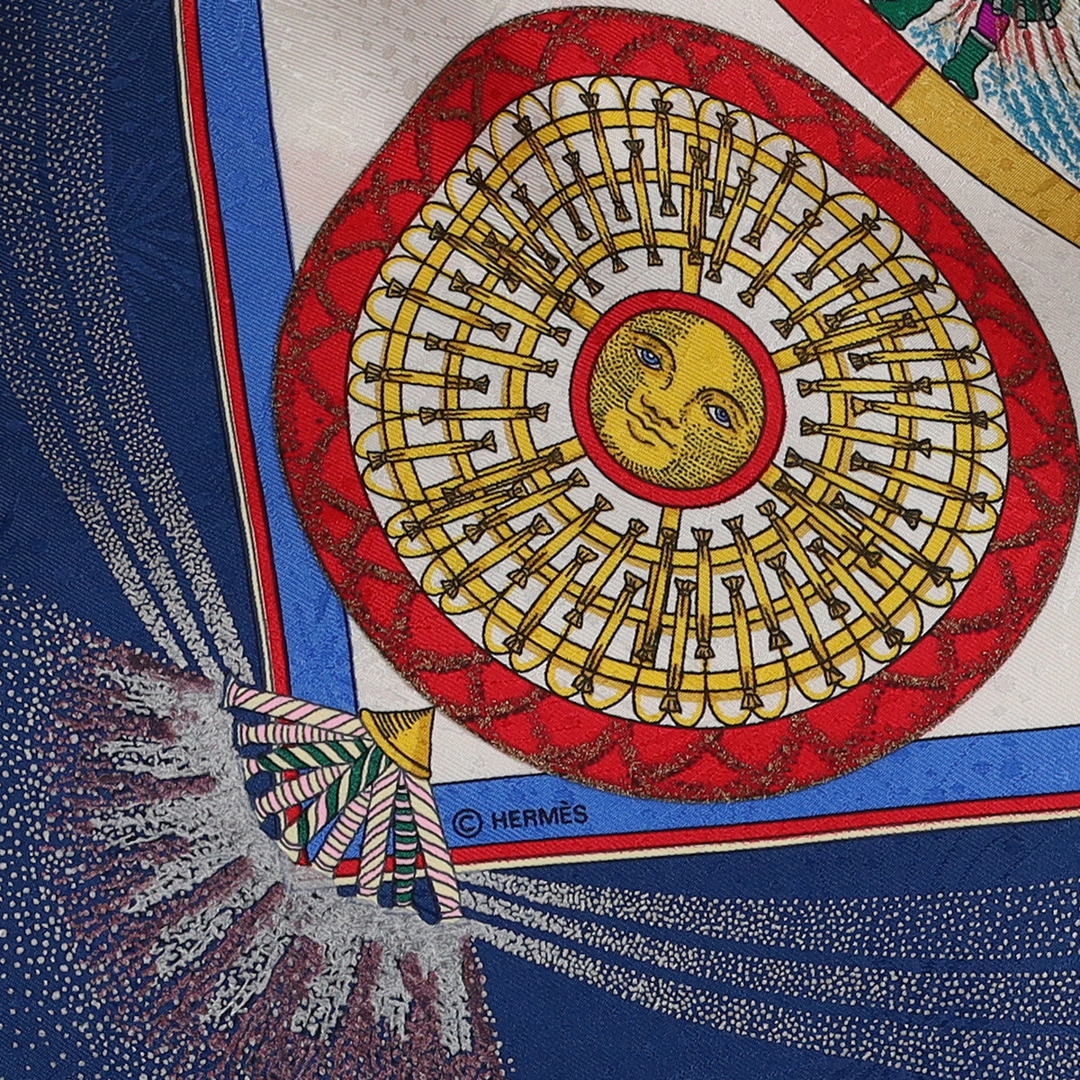 Pristine Hermès Feux D'artifice Vintage Silk Scarf