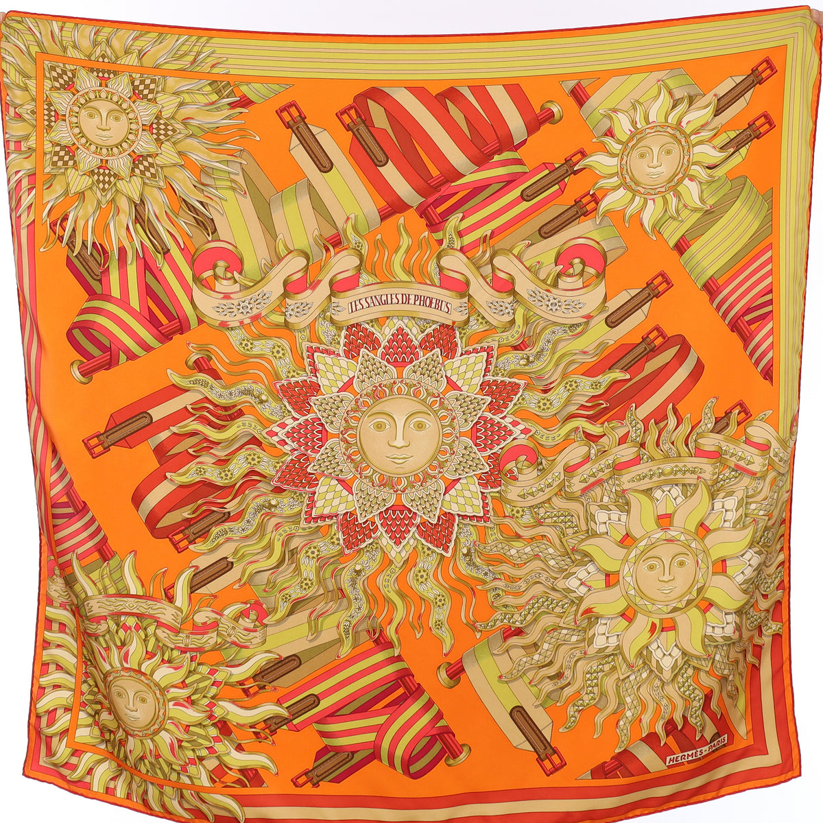 Les Sangles de Phoebus Hermès Silk Scarf Rare