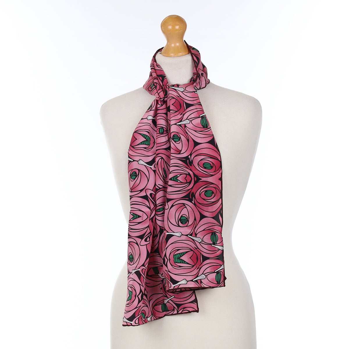 Brand New Boxed Pink Patterned Fox & Chave Silk Scarf