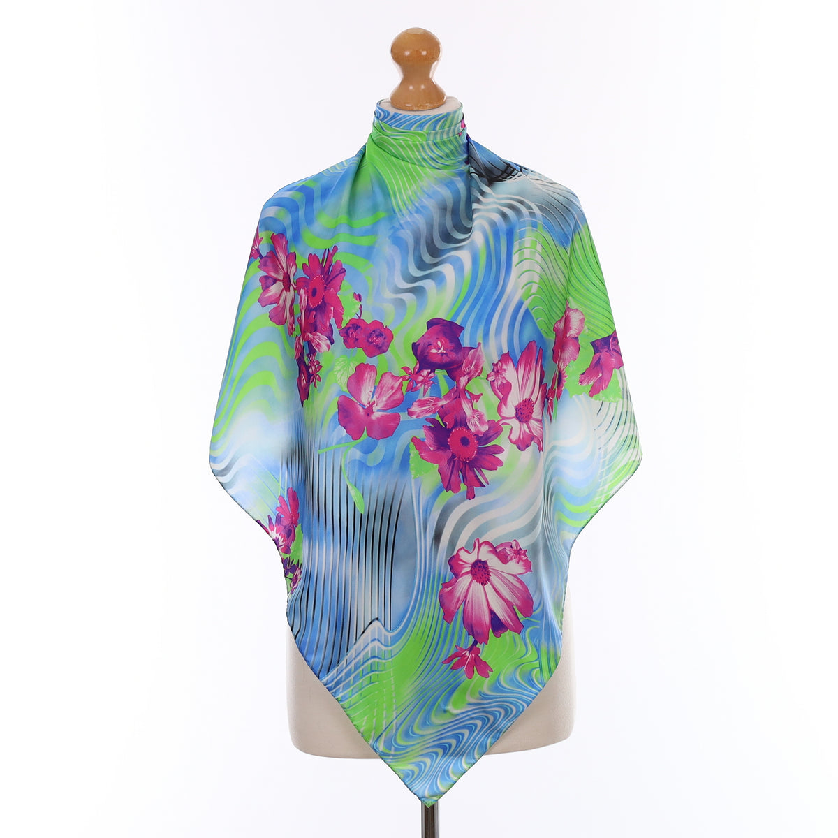 Neon Floral Silk Scarf