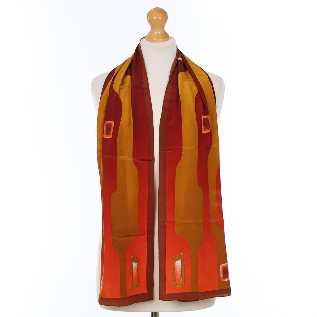 Brand New Brick Red Patterned Silk Scarf
