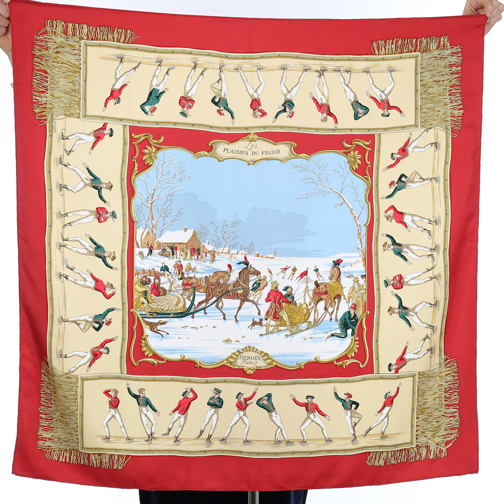 Pristine Hermès Les Plaisirs du Froid Silk Scarf