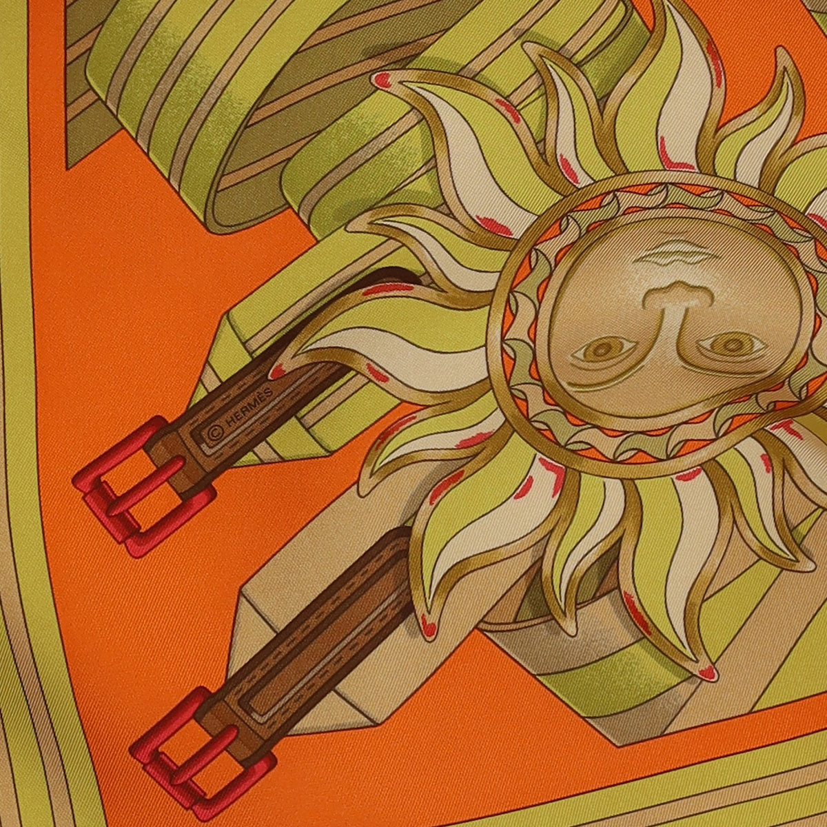 Les Sangles de Phoebus Hermès Silk Scarf Rare