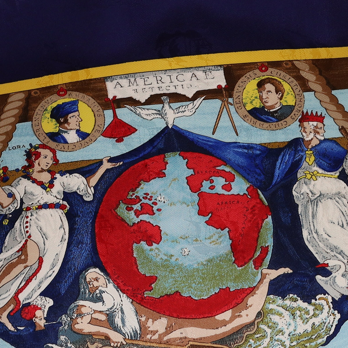 Pristine Hermès Christophe Colomb D'écouvre l"Amérique Silk Scarf