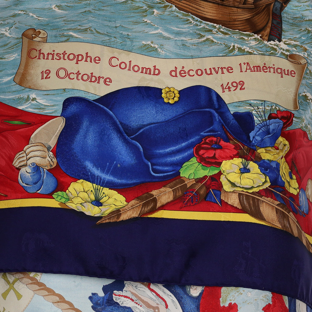 Pristine Hermès Christophe Colomb D'écouvre l"Amérique Silk Scarf
