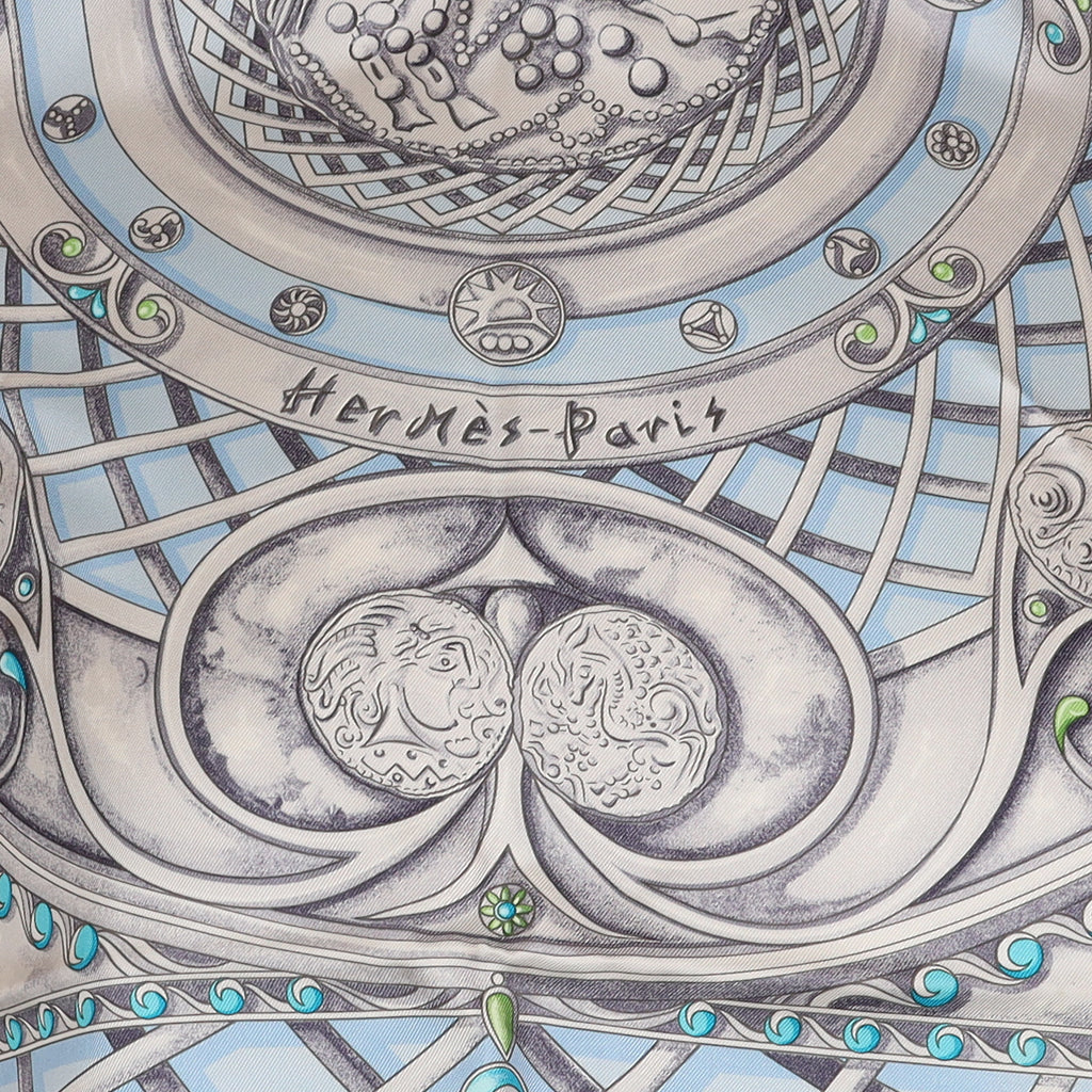 Hermès Monnaieset Symboles Silk Scarf