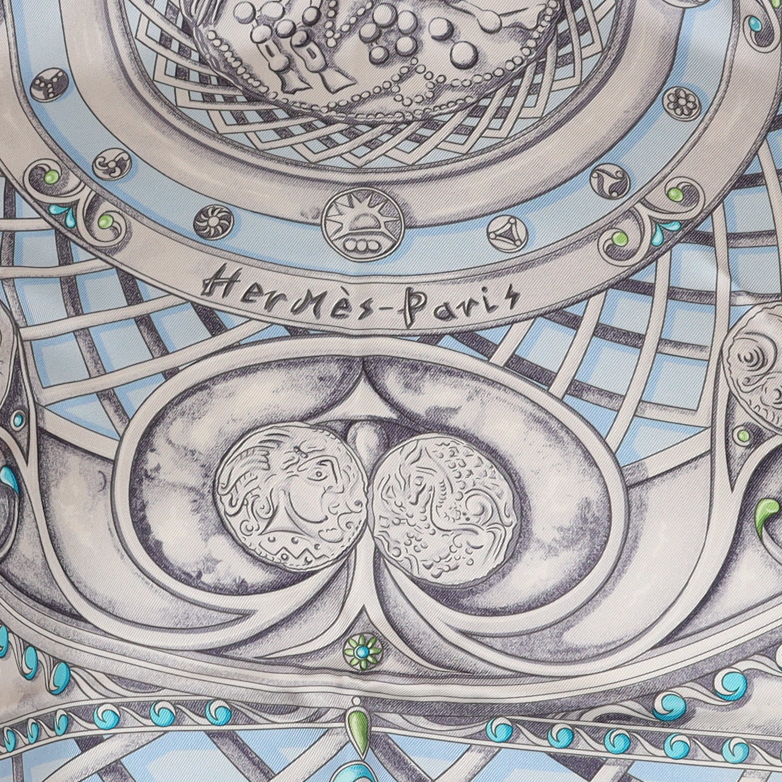 Hermès Monnaieset Symboles Silk Scarf