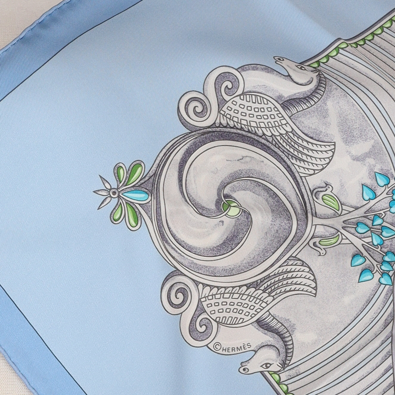 Hermès Monnaieset Symboles Silk Scarf
