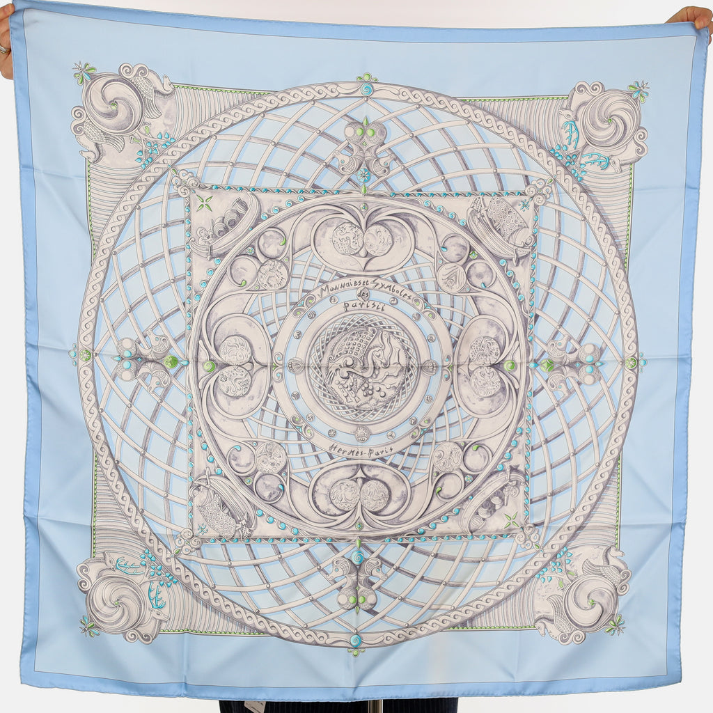 Hermès Monnaieset Symboles Silk Scarf