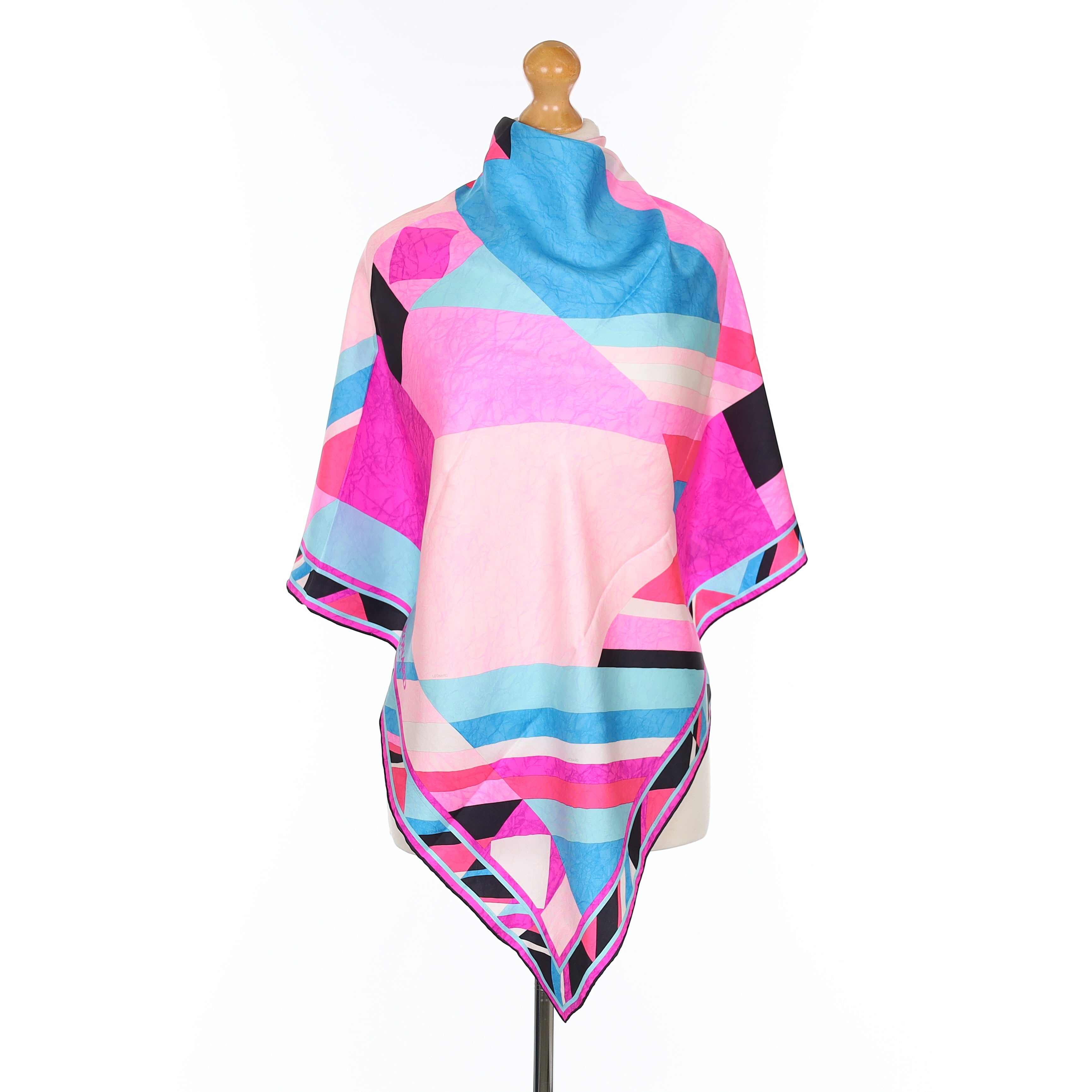 Leonard Pink Geometric Designer Silk Scarf