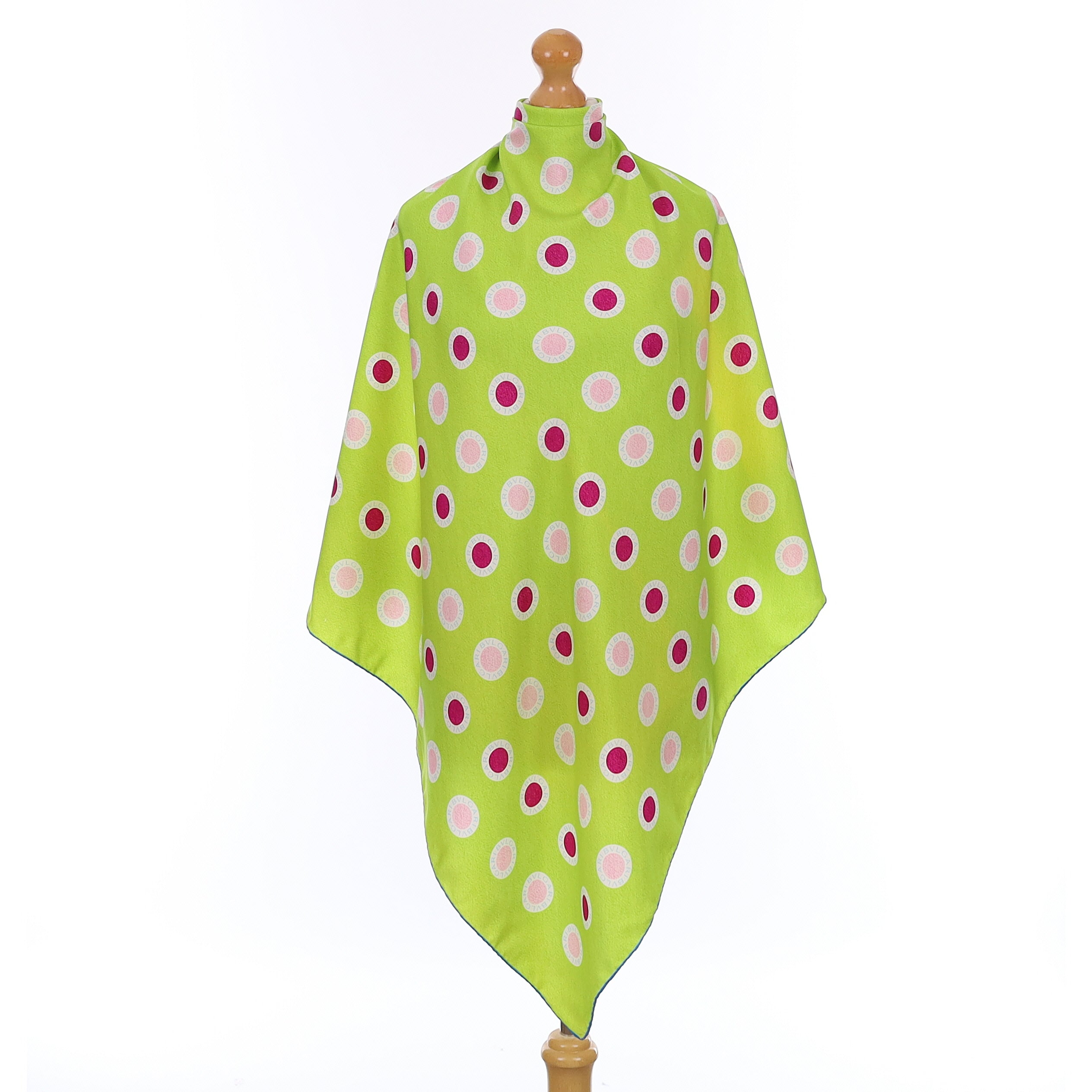 Bvlgari Neon Green Silk Scarf