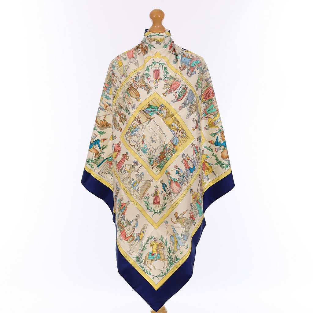 Pristine Boxed Hermès Costumes Civils Actuels Silk Scarf Rare