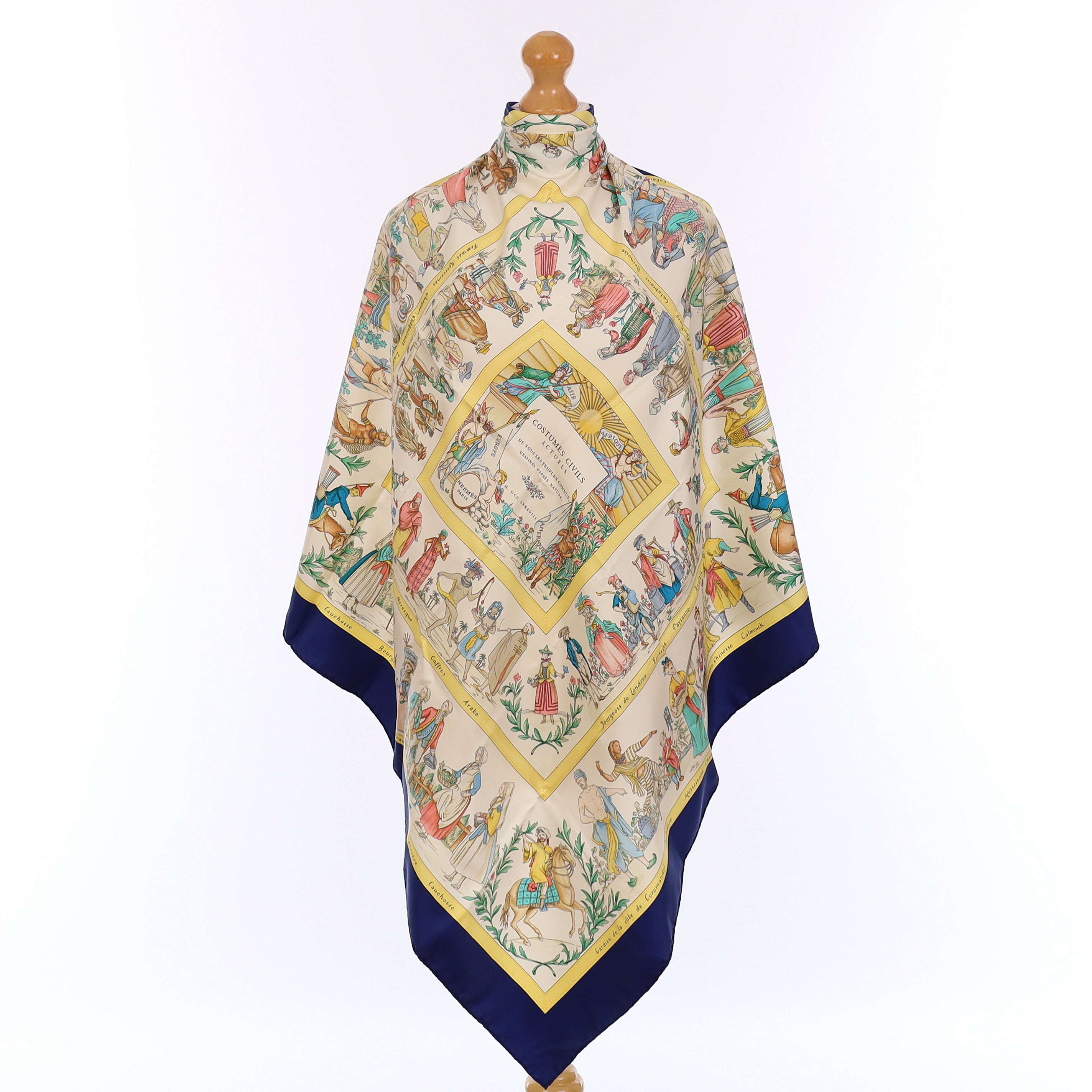 Pristine Boxed Hermès Costumes Civils Actuels Silk Scarf Rare