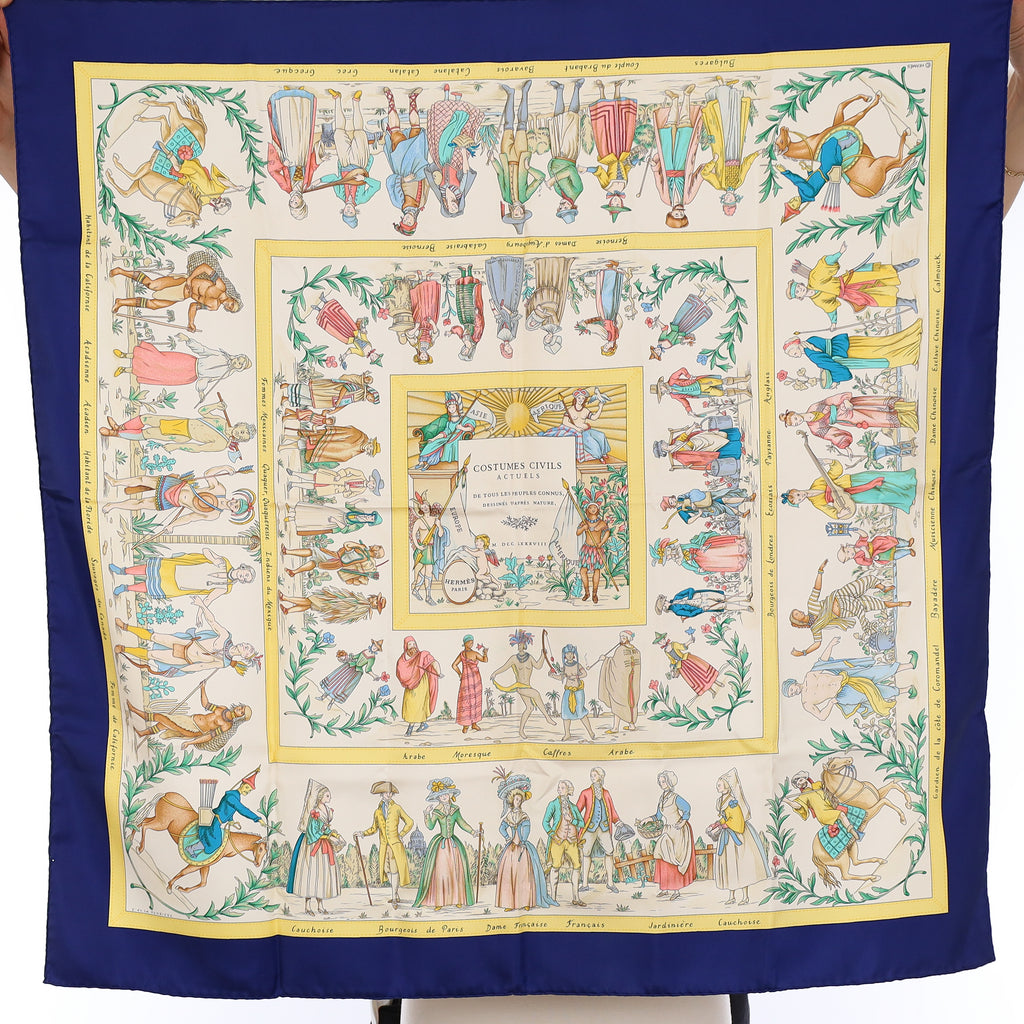Pristine Boxed Hermès Costumes Civils Actuels Silk Scarf Rare