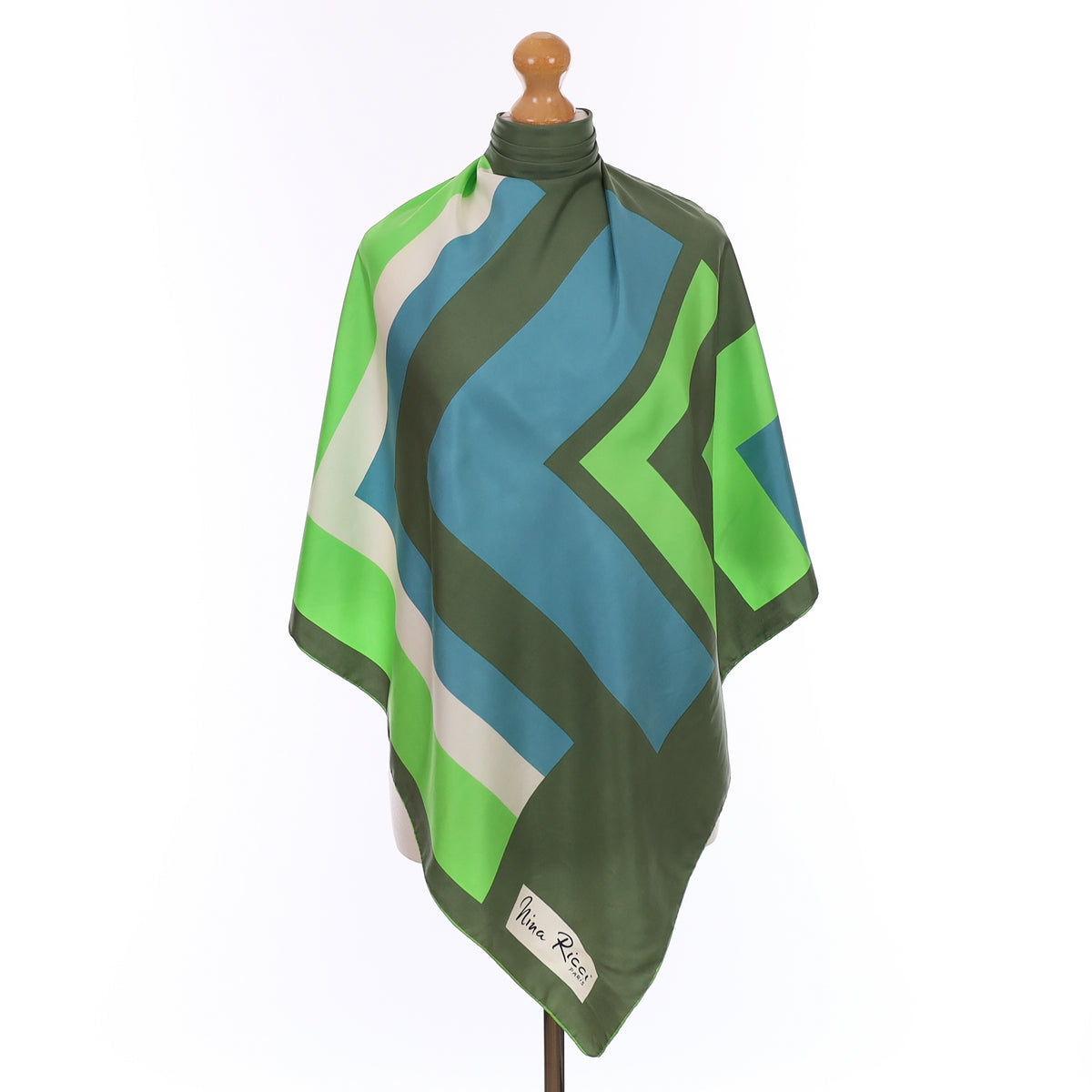 Nina Ricci Green Vintage Silk Scarf