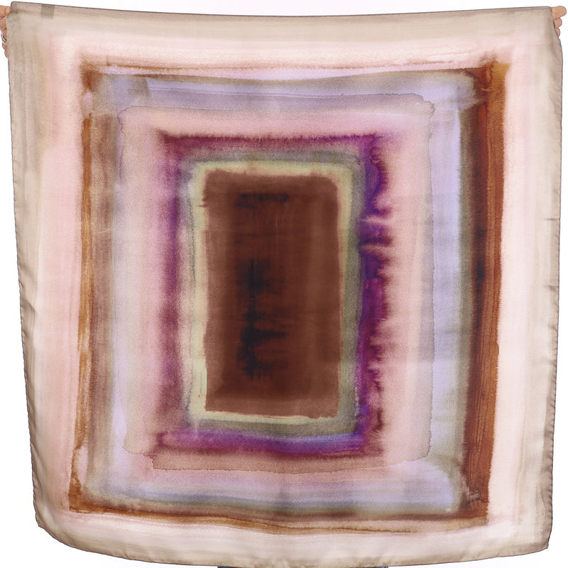 Brand New Italian Brown and Purple Water Colour Silk Scarf