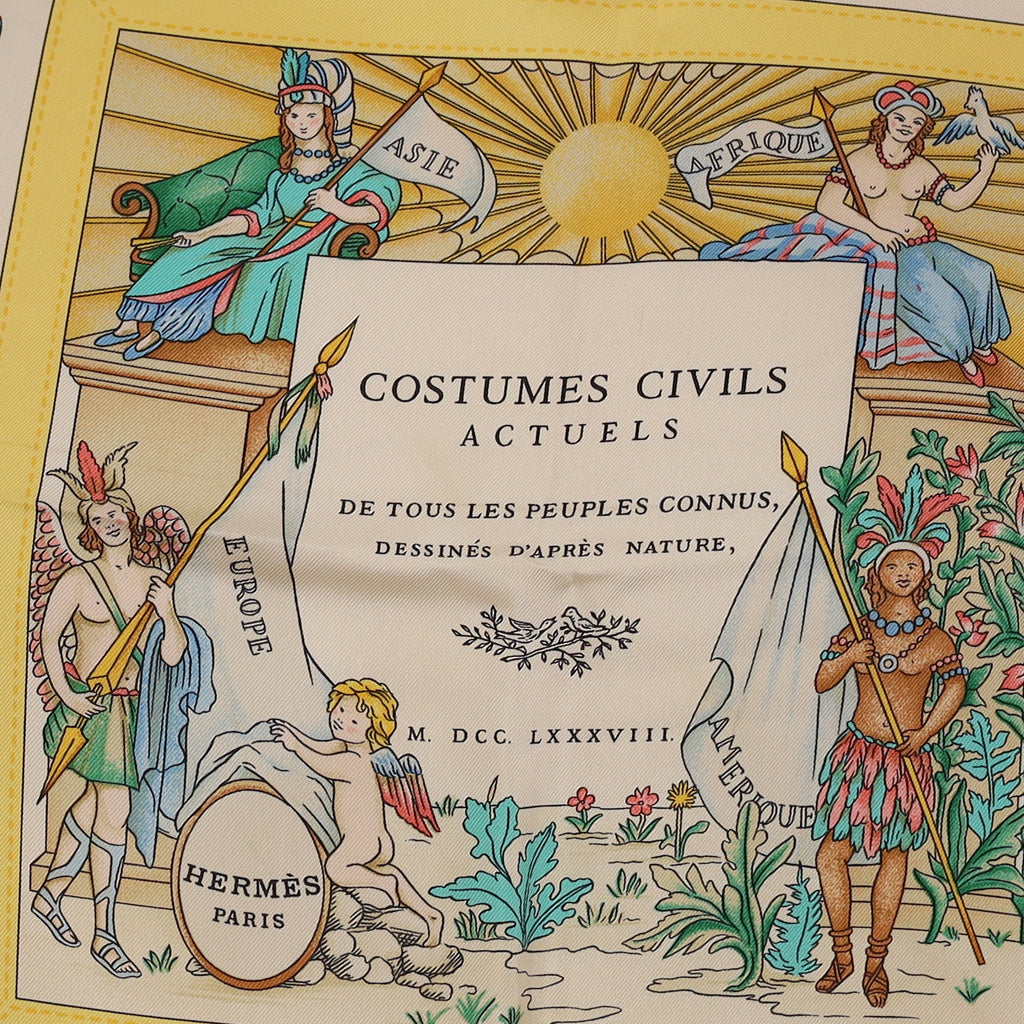 Pristine Boxed Hermès Costumes Civils Actuels Silk Scarf Rare