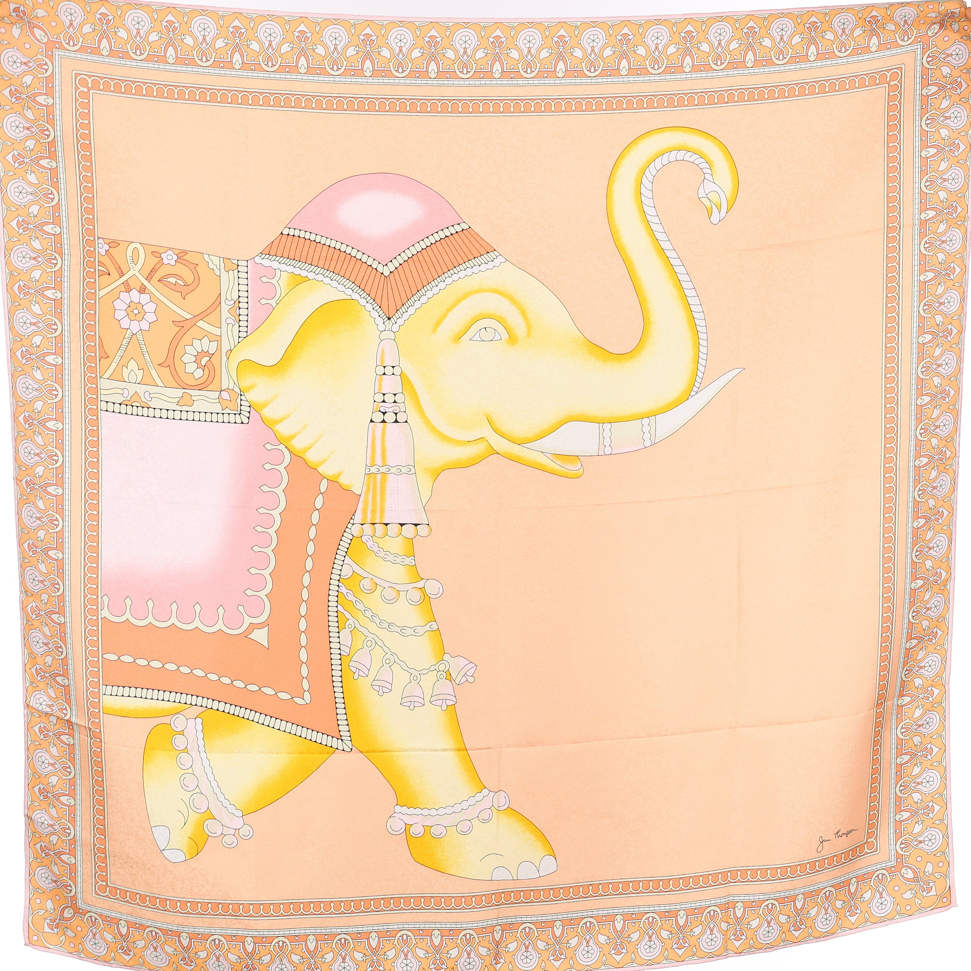 Jim Thompson Elephant Design Silk Scarf