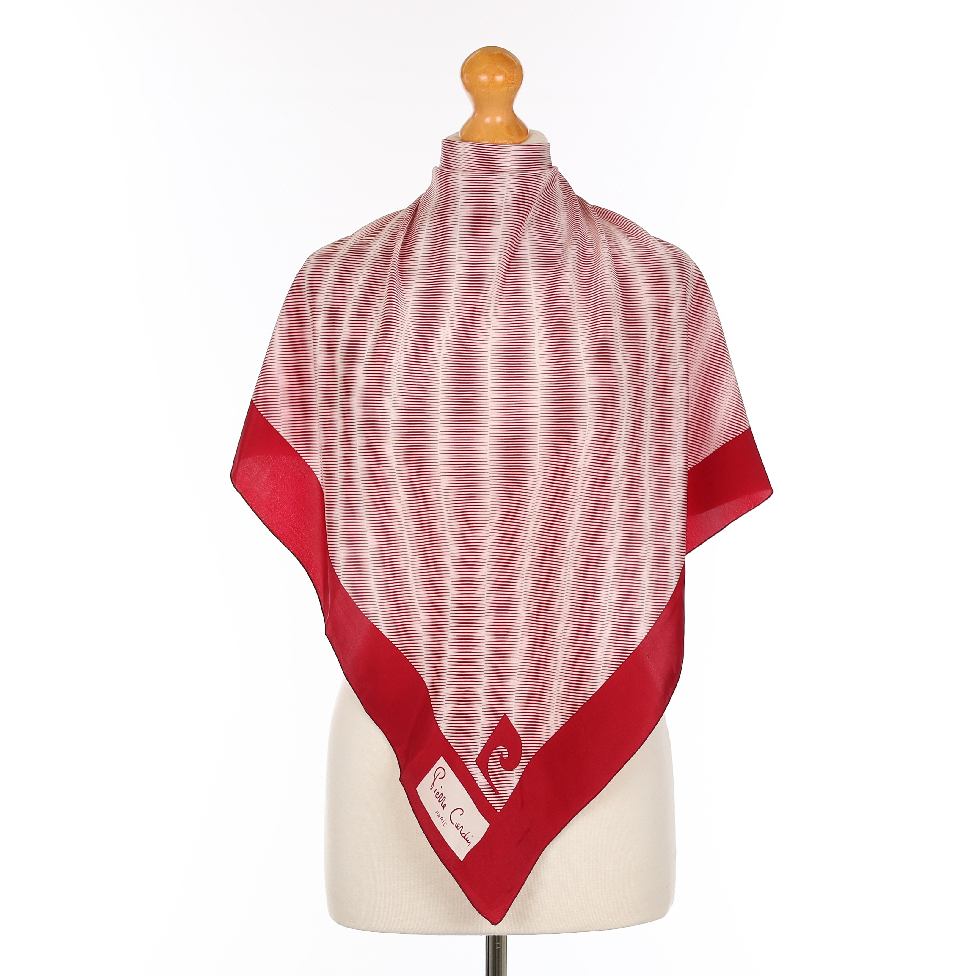 Pierre Cardin Crimson Red Stripe Vintage Silk Scarf