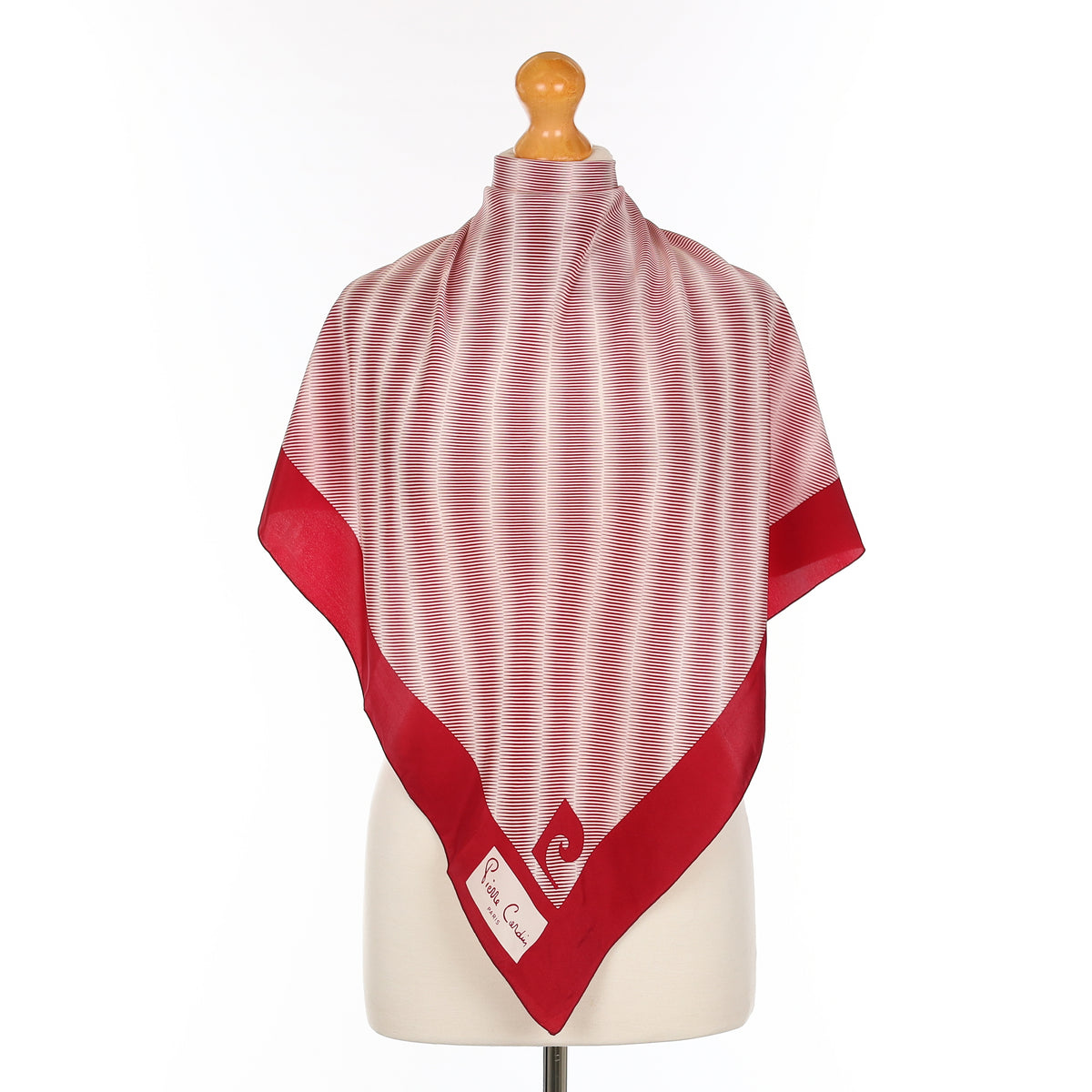 Pierre Cardin Crimson Red Stripe Vintage Silk Scarf
