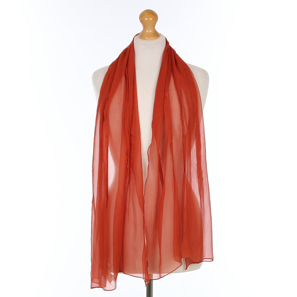 Max Mara Cinnamon Brown Chiffon Vintage Silk Scarf