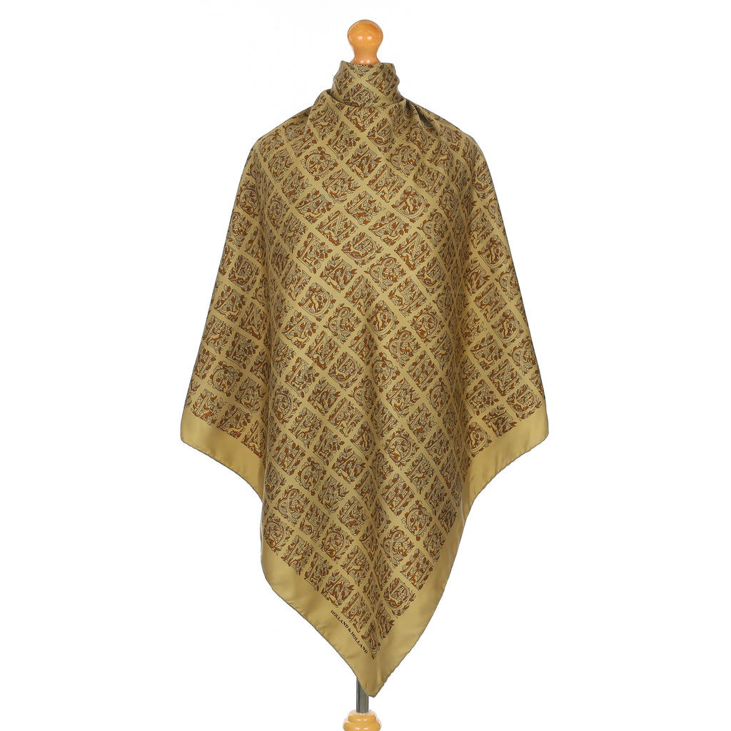 Holland & Holland Neutral Patterned Vintage Silk Scarf