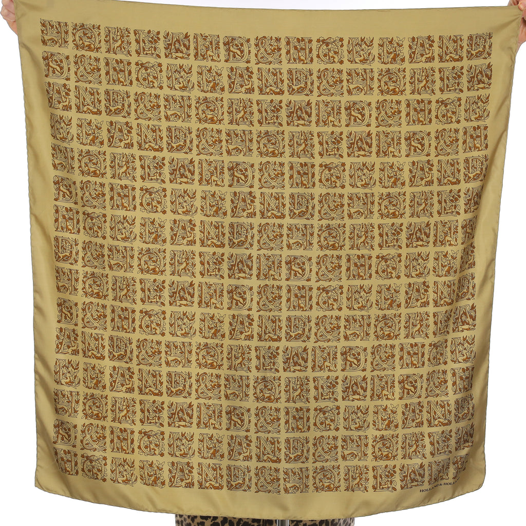 Holland & Holland Neutral Patterned Vintage Silk Scarf