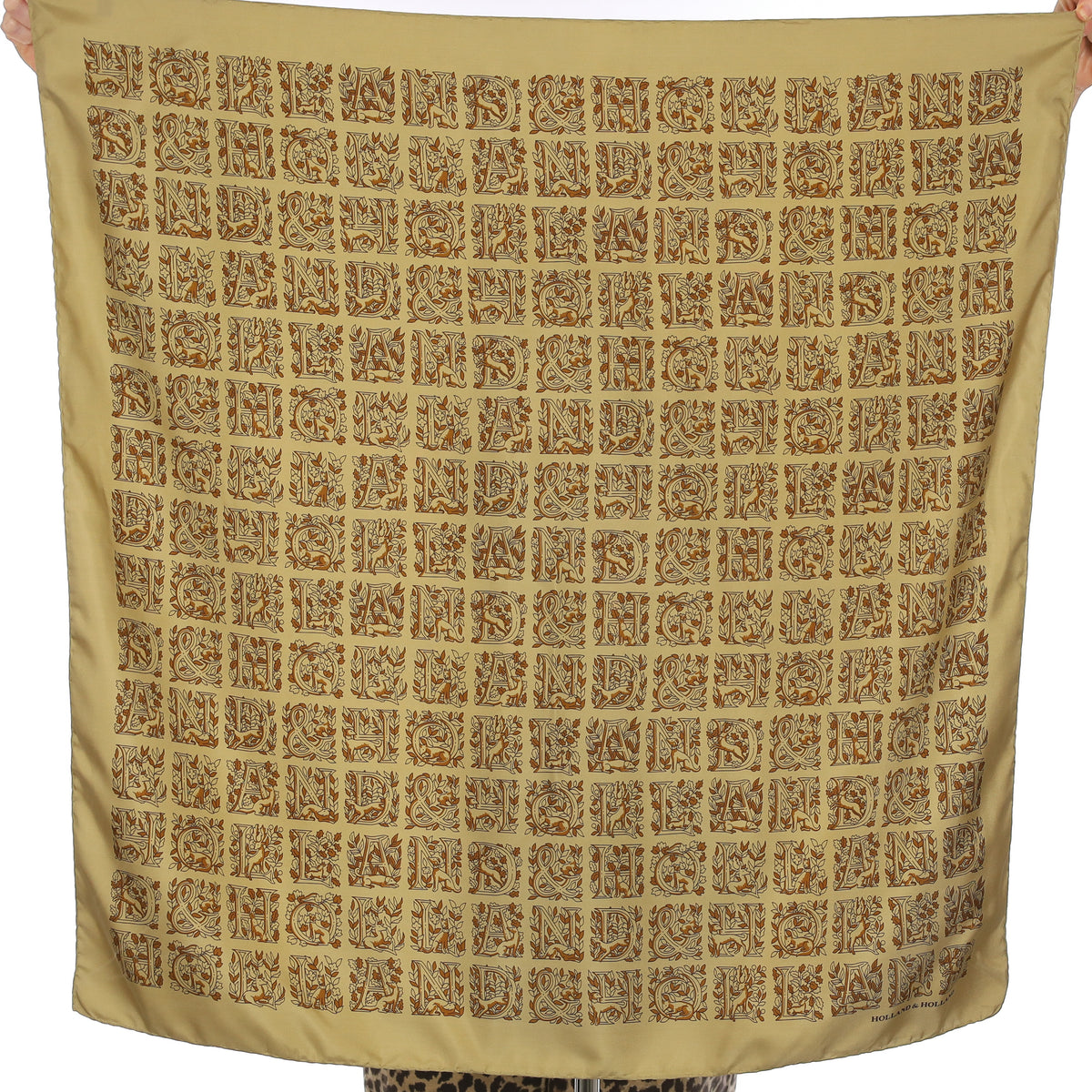 Holland & Holland Neutral Patterned Vintage Silk Scarf