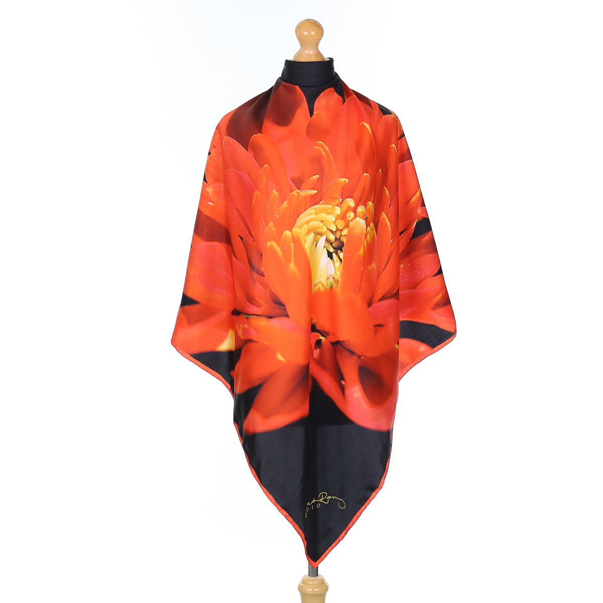 Clelia & Romy Blaze Orange Floral Silk Scarf