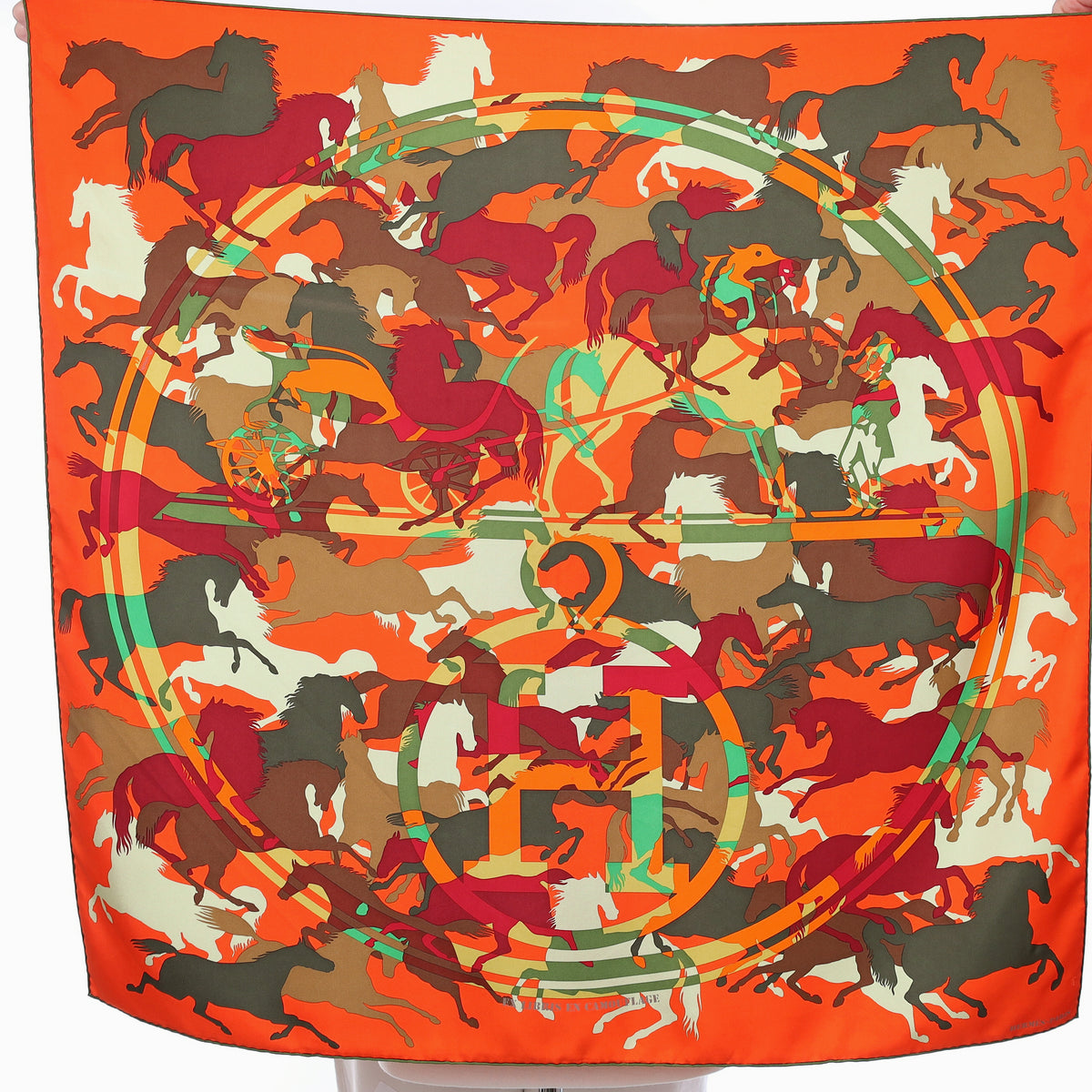 Hermès Ex-Libris en Camouflage Silk Scarf