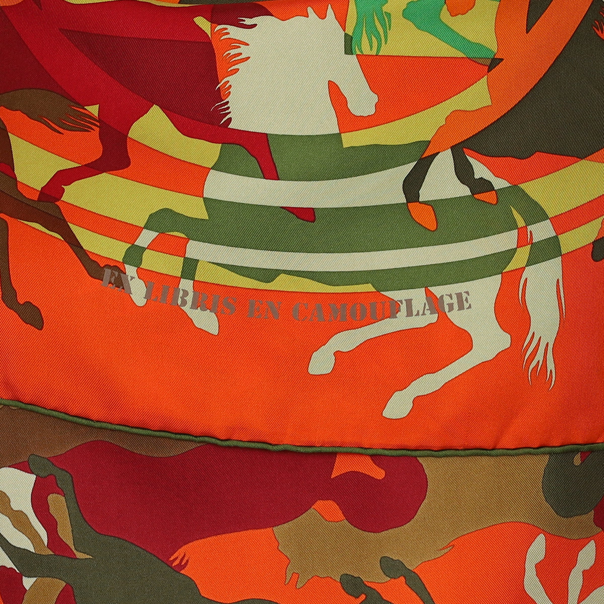 Hermès Ex-Libris en Camouflage Silk Scarf