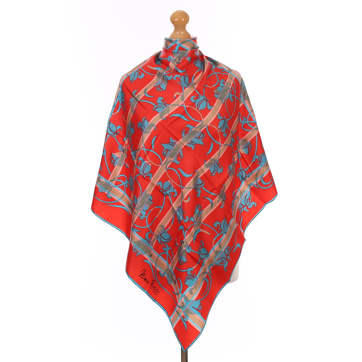 Nina Ricci Red Vintage Silk Scarf
