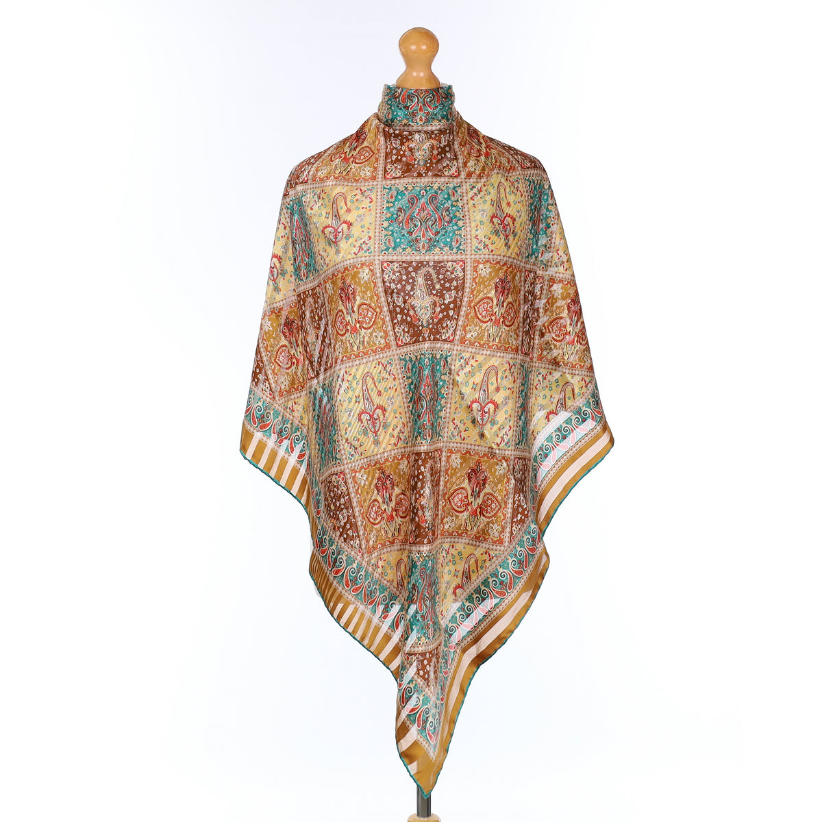 1970's Dany François Paisley Patchwork Vintage Silk Scarf