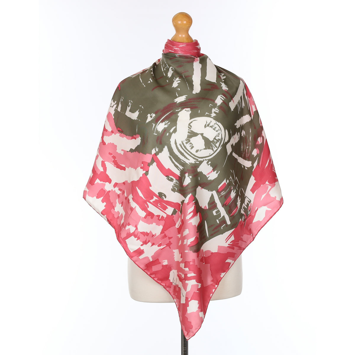 1970's Richard Allan Pink Abstract Vintage Silk Scarf