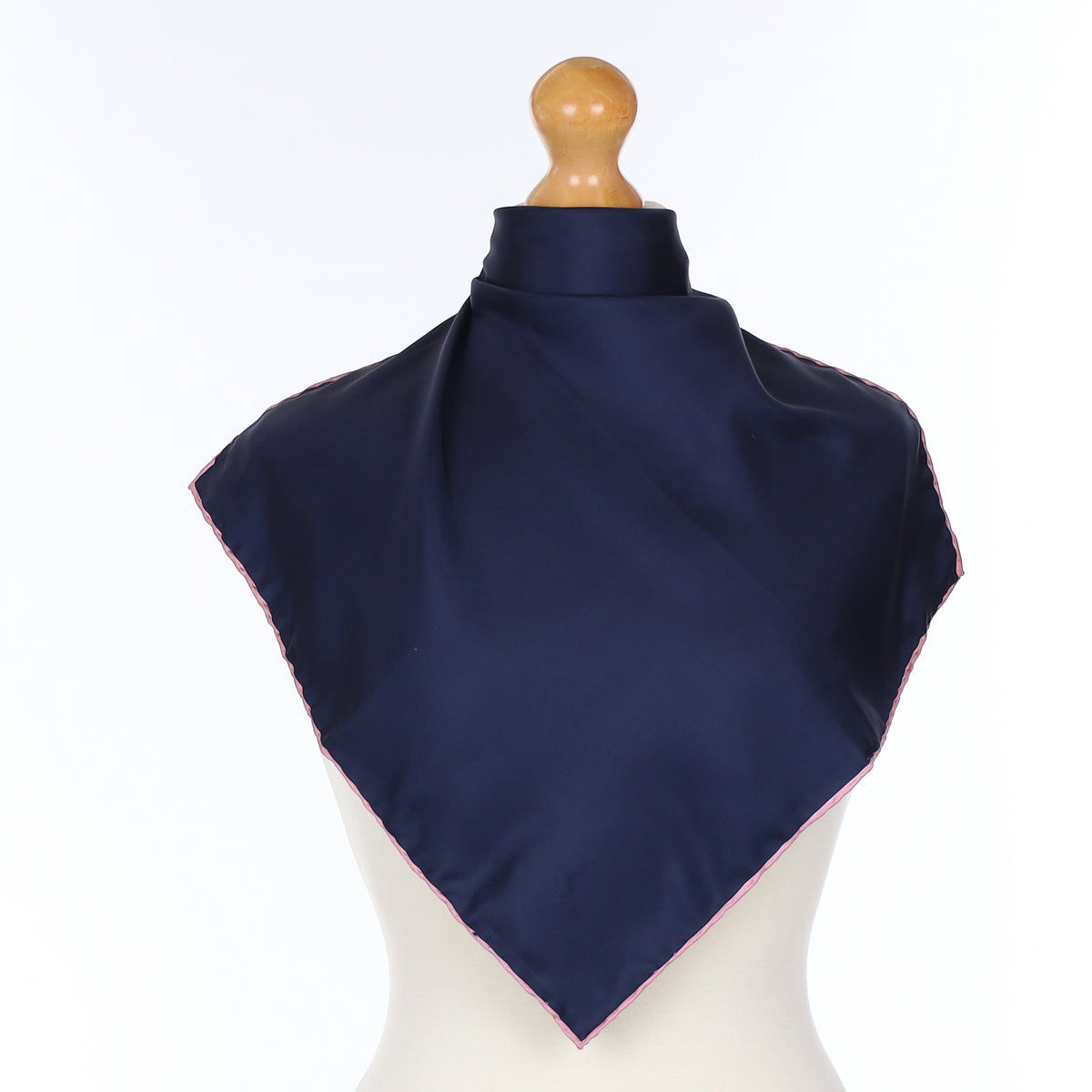 Pristine Navy with Mauve Trim Silk Scarf