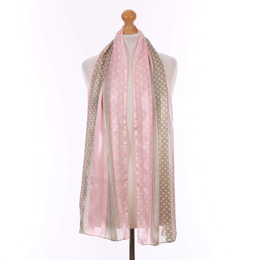 Gerry Weber Pink and Olive Green Silk Scarf