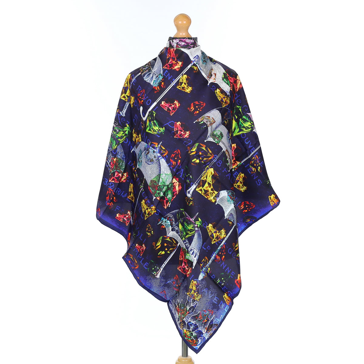 Brand New Umbrellas and Gems Silk Scarf