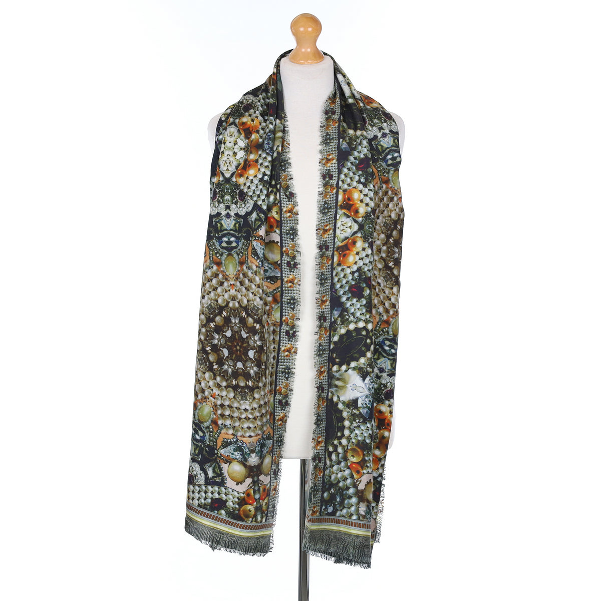 Pristine Pazuki Jewelled Design Silk Scarf