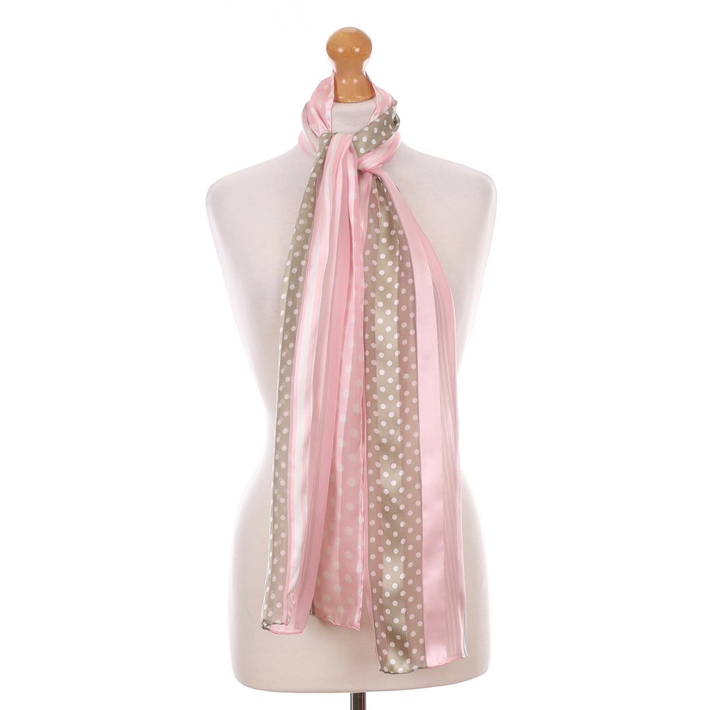 Gerry Weber Pink and Olive Green Silk Scarf