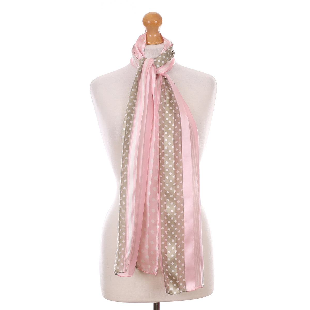 Gerry Weber Pink and Olive Green Silk Scarf