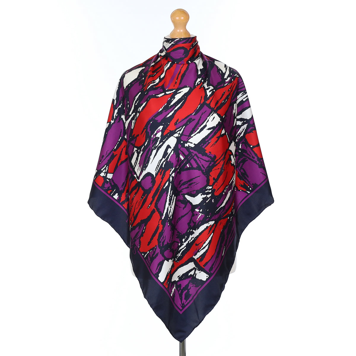 Pristine Hobbs Navy Red and Violet Silk Scarf