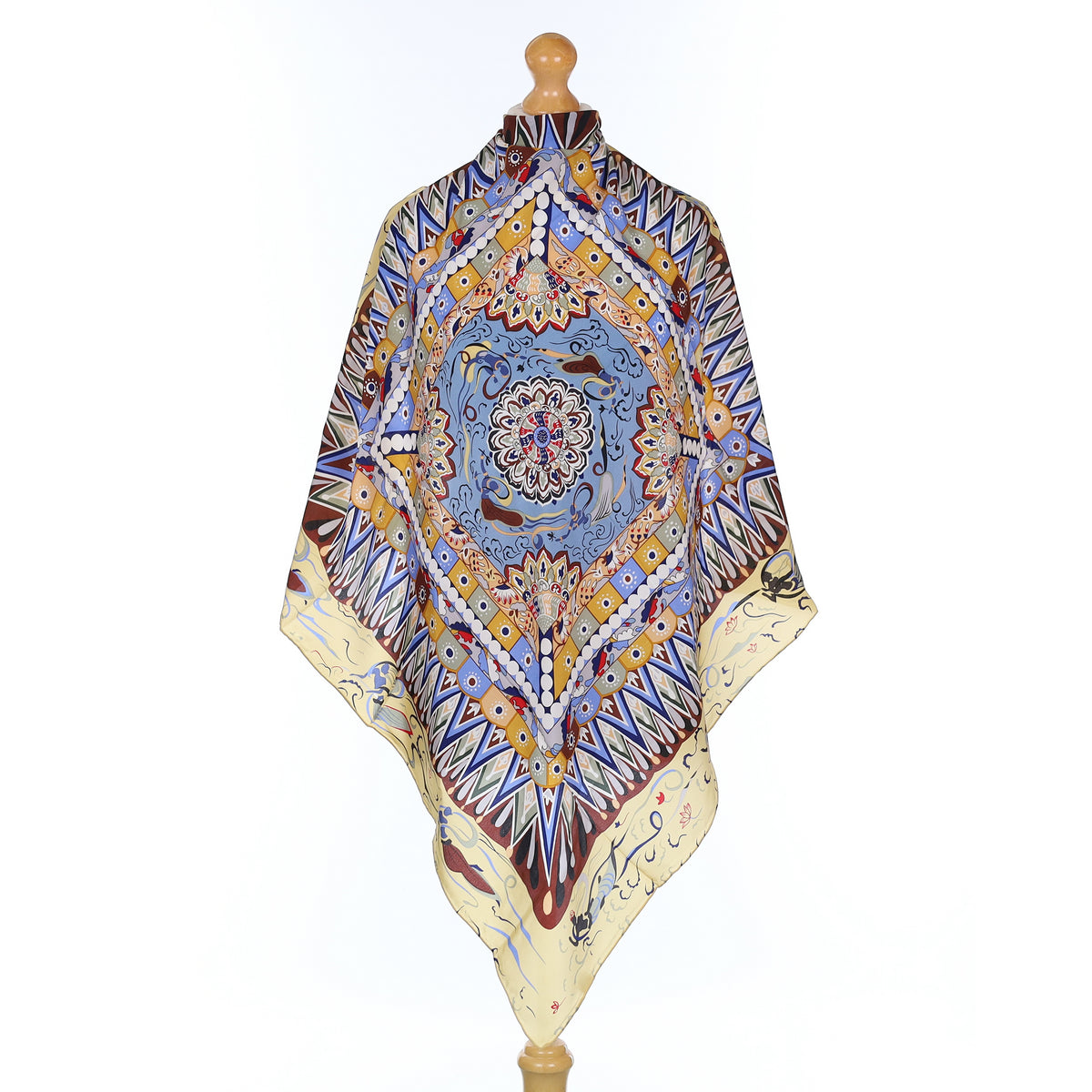 Brand New Blue Pattern Silk Scarf
